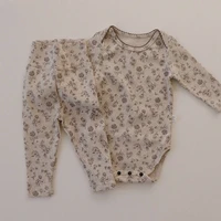 milancel 2021 autumn newborn clothe baby pajama set toddler girls sleeping set cute floral bodysuit set