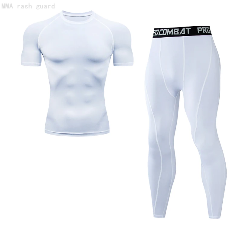 Летняя Черная Мужская одежда для фитнеса костюм бега спортивный Компрессионные