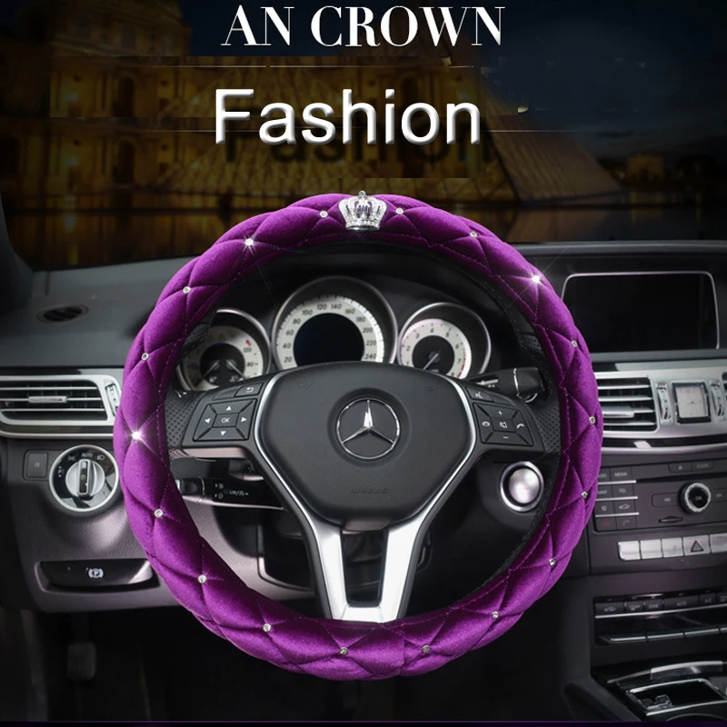 Автомобильные Плюшевые Чехлы на руль крышка Хрустальная горный хрусталь авто