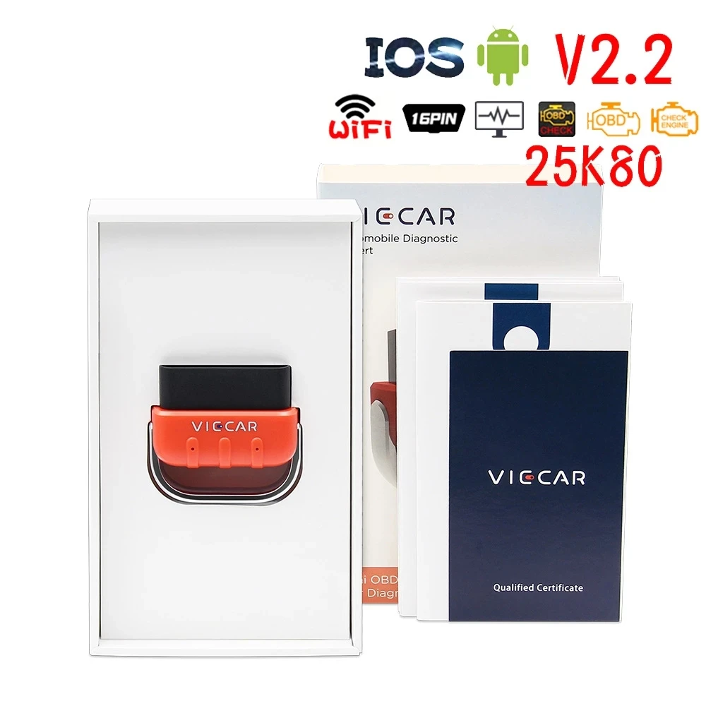 Viecar VP006 для Android/IOS wifi ELM327 V2.2 PIC18F25K80 WIFI OBD2 автомобильный диагностический инструмент - Фото №1