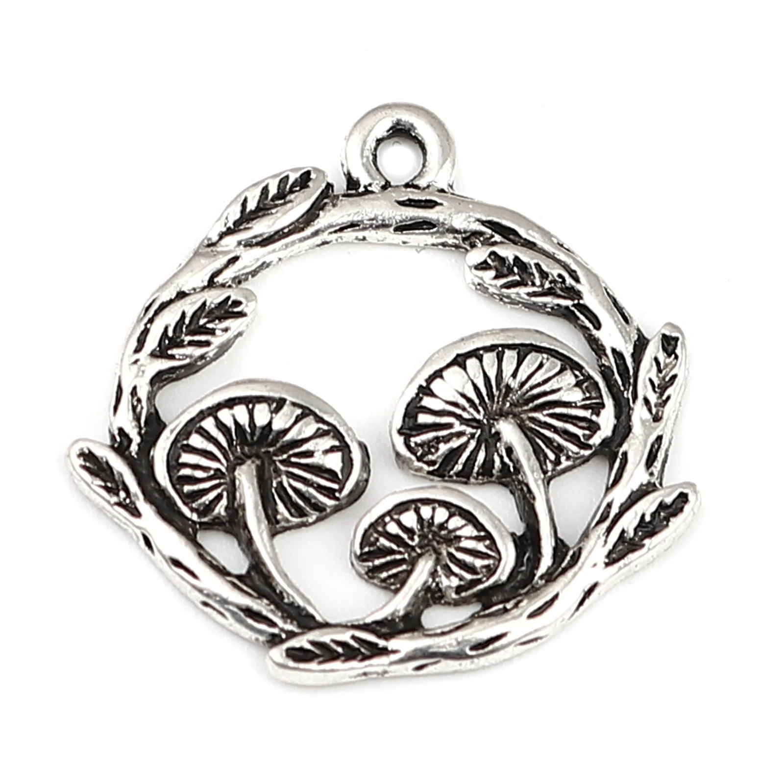 

10Piece Fashion Metal Mushroom Pendants Antqiue Silver Color Necklace Earrings Charms DIY Making Handmade Jewelry Gift 21mm/26mm