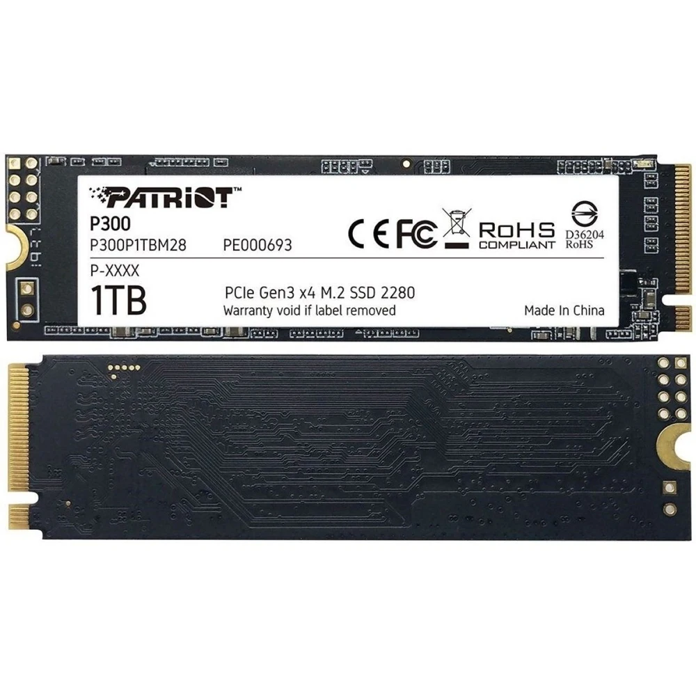 Твердотельный накопитель Patriot P300 P300P1TBM28 SSD M.2 1.0Tb PCI-Ex4 чтение: 2100 Мб/сек запись: 1650 TLC