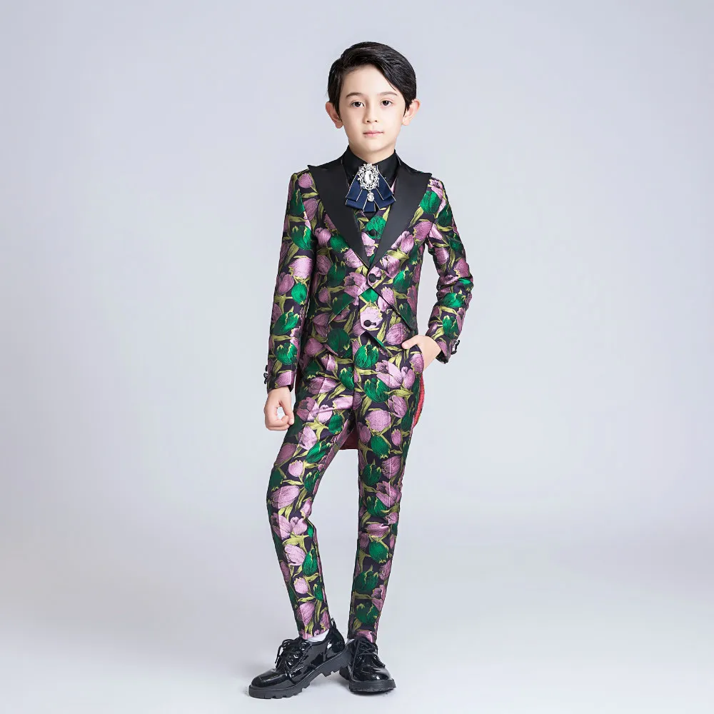 YuanLu/Детские костюмы для мальчиков роскошный смокинг блейзер свадебной вечеринки