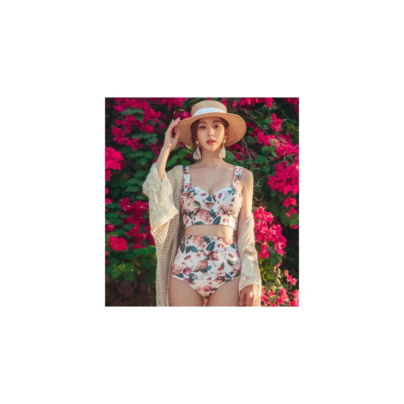 

Sexy Women Bikini Set Bandage Floral Push-Up Padded High Waist Swimwear Swimsuit Bathing