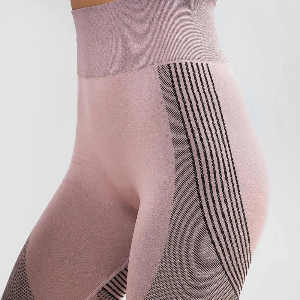 Бесшовные леггинсы с высокой талией эффектом пуш ап спортивные женские штаны для