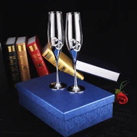 2 pcs set crystal wedding toasting champagne flutes glasses drink cup party marriage wine decoration cups for parties gift box