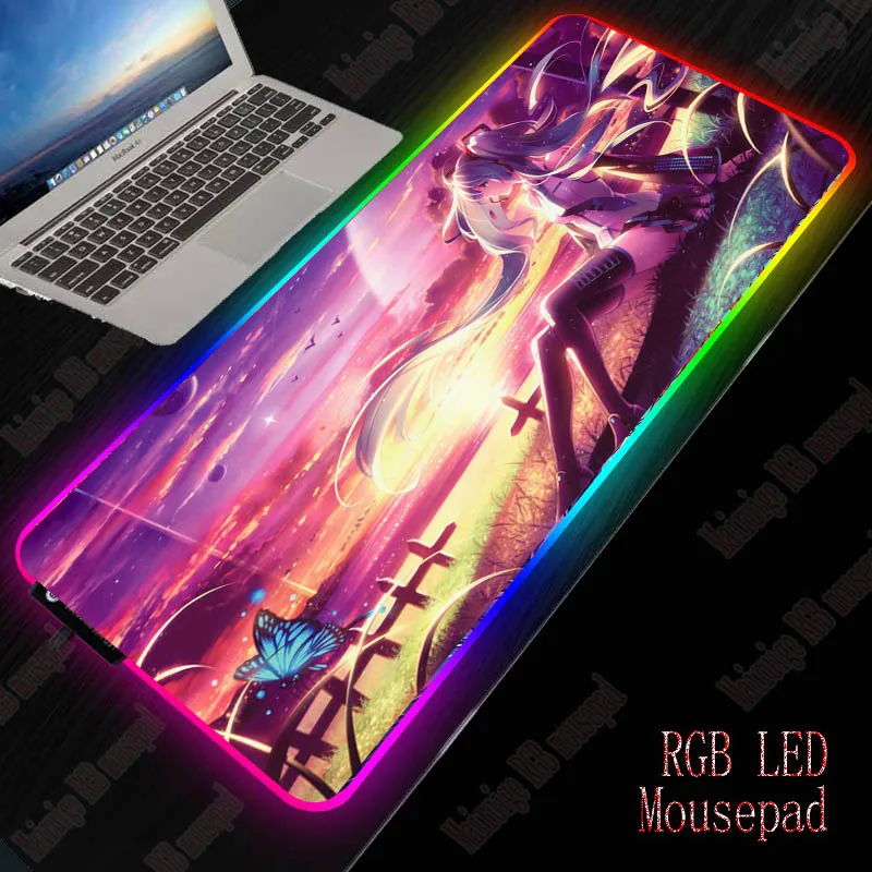 Yuzuoan большой RGB Аниме Коврик для мыши Hatsune Miku PC Игры ноутбук коврик геймер