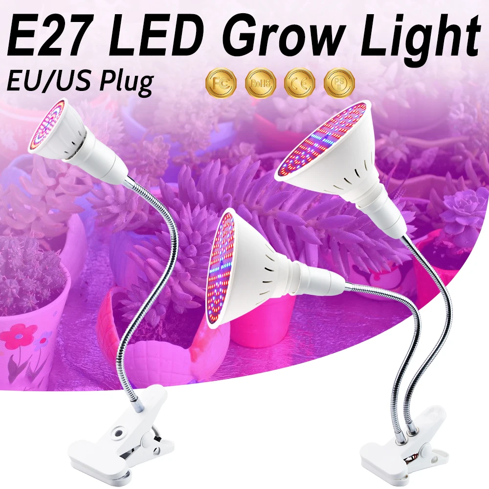 

220V Grow Light LED Clip Phyto Lamp LED Full Spectrum E27 Hydroponic Bombilla LED Plant Seeds Lampara E26 Indoor Greenhouse Bulb