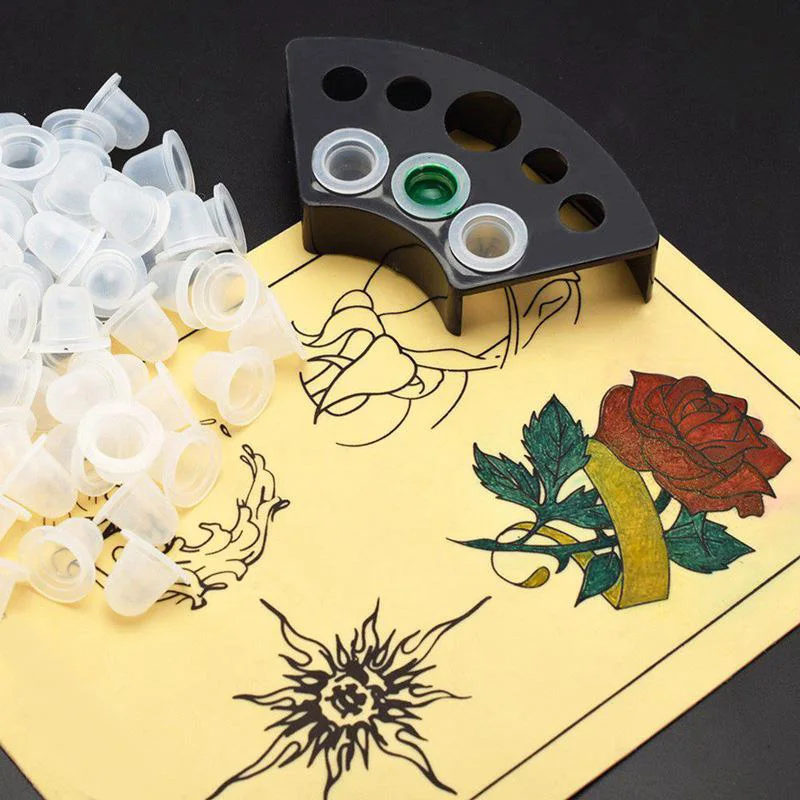 

100pcs/pack Magic Grafting Tattoo Color Cup Silicone Pigment Cups Caps Tattoo Ink Holder Permanent Makeup Supplies Cosmetic