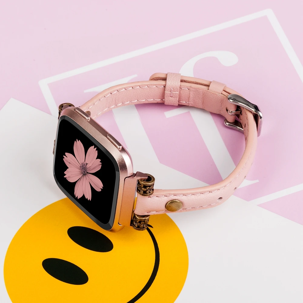 Premium Genuine Leather Wristband Strap Replacement for Fitbit Versa 2 Smart Watch Bracelet Band Lite Edition | Наручные часы