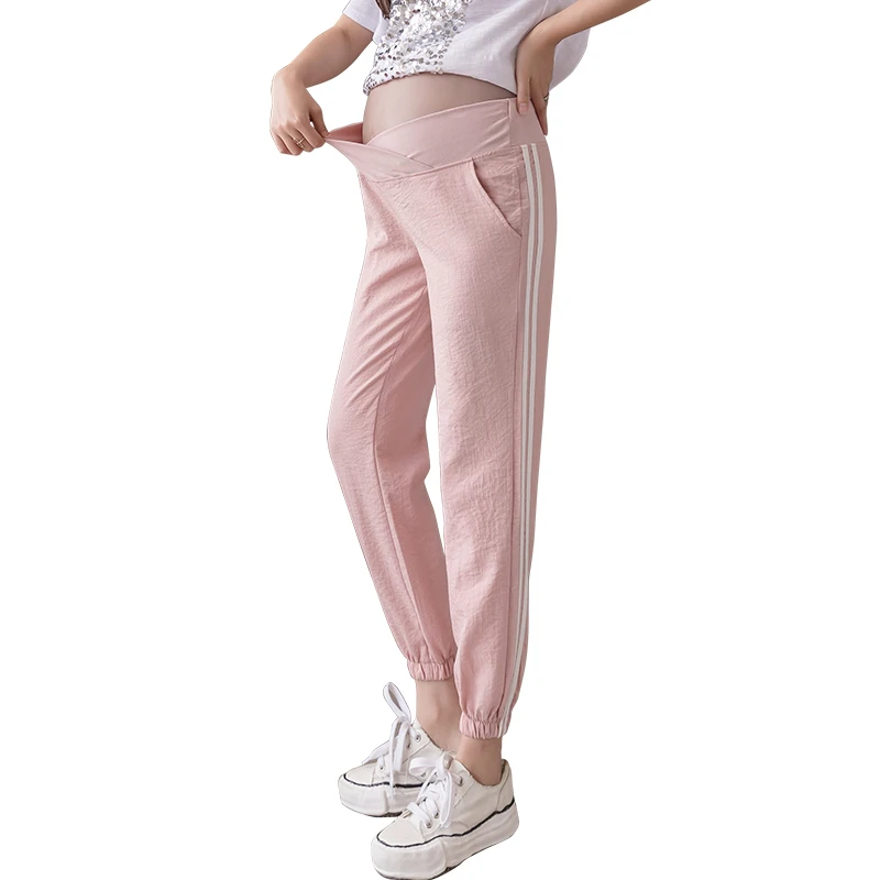 

926# Spring Summer Thin Cotton Linen Maternity Pants Low Waist Belly Pants Clothes for Pregnant Women Sports Casual Pregnancy