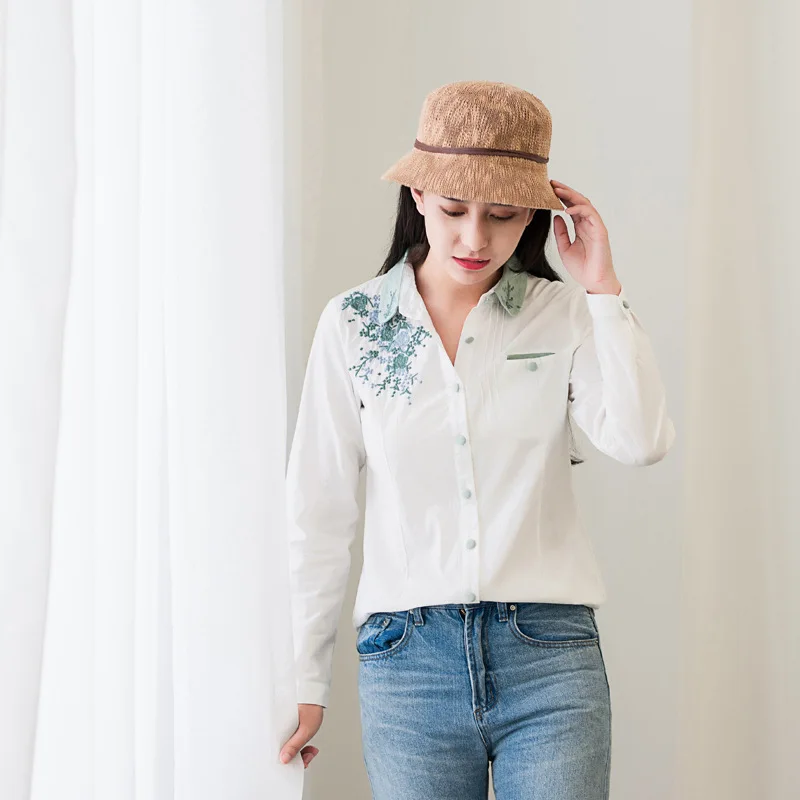 Женские блузки с цветочной вышивкой белые женские повседневные топы рубашки