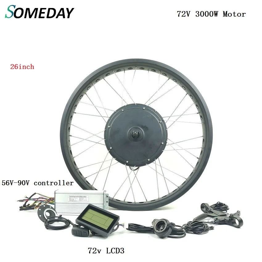 26inch LCD3 display Толстый Снежный велосипед Электрический велосипед conversion kit 72V 3000W сзади повернуть non-Эпицентр деятельности шестерни двигателя колесом с KT LCD3 дисплей - Цвет: 26inch LCD3 display