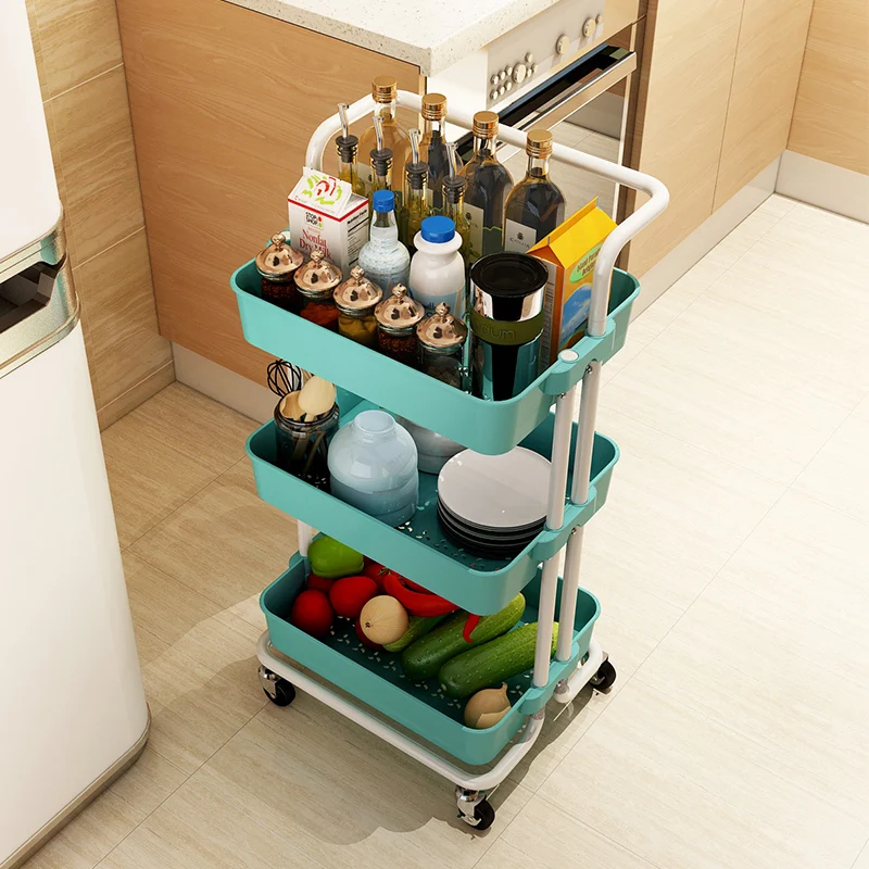 

Stylish multi-function trolley kitchen multi-layer racks with wheels mobile floor-standing toilet storage rack shelves