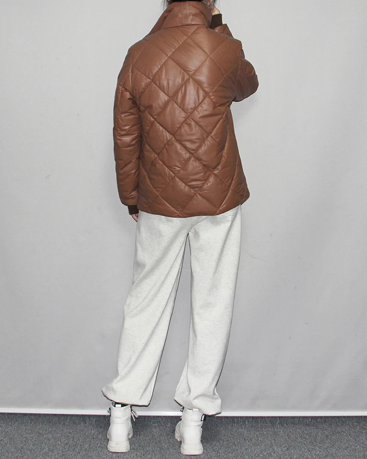 2021 Women's Jacket Duck Down Coat Genuine Sheepskin Lambskin Leather Parkas for Female Winter Clothing Brown Plus Sized XXXXL