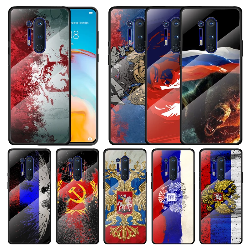 

Tempered Glass Cover Russia Russian Flags Emblem For Oneplus 9R 9 8T 8 Nord Z 7T 7 Pro 5G Shockproof Shell Phone Case