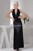free shipping new fashion 2016 new design hot elegant formal design gown pleat custom sizecolor halter black evening dresses