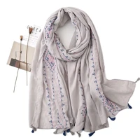 cotton embroidered scarf air conditioning towel women spring winter scarf lady shawl muslin hijab beautiful beach towel