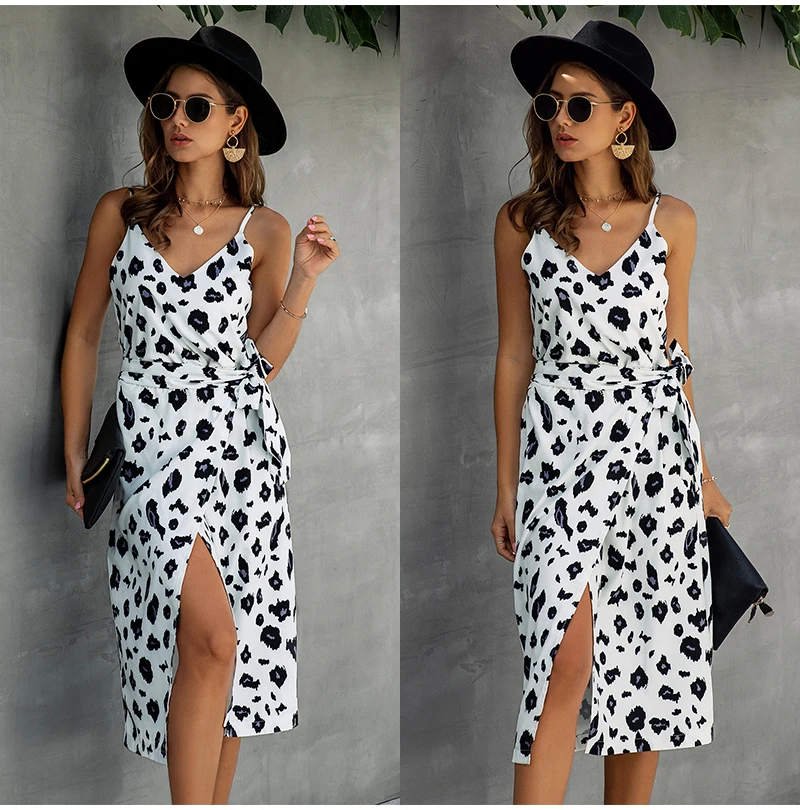 

Summer Women Vintage Print Dress Sexy Backless Long Casual Sundress Black White Dresses 2020 Fashion Summer Clothes For Women