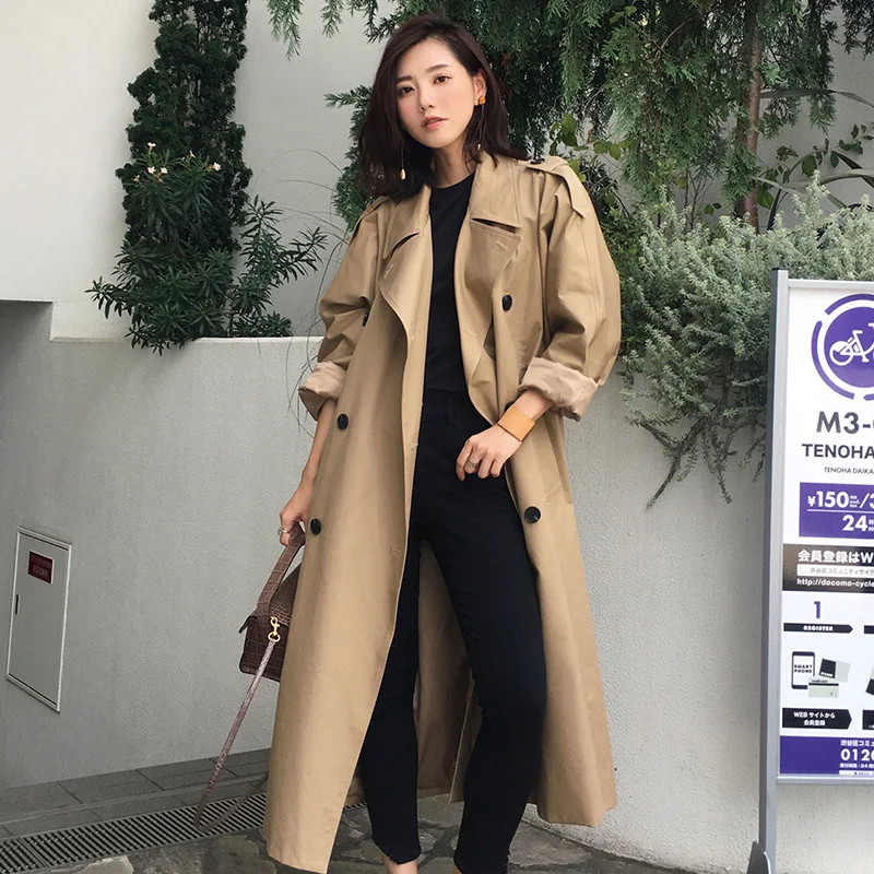

2021 Spring Long Trench Coat Women Double Breasted Slim Trench Coat Female Outwear Fashion Windbreaker Korean Fashion Coat