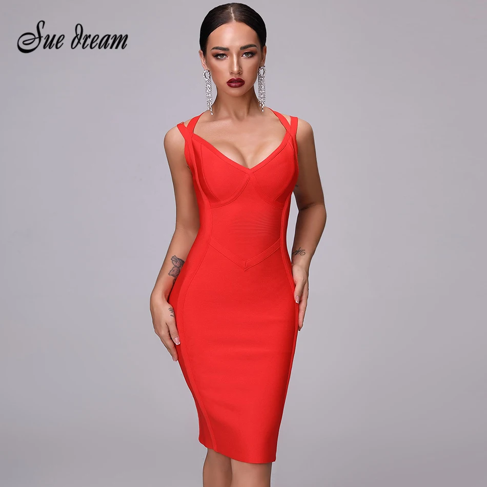 Женское обтягивающее платье белое красное платье-футляр с V-образным вырезом для