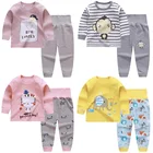 Пижамный комплект для новорожденных мальчиков и девочек, симпатичная футболка с длинным рукавом и штаны, осенняя одежда для сна для малышей, 2022