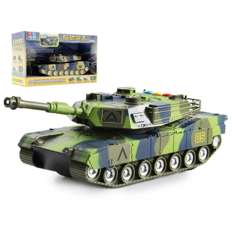 Модель армейского танка игрушка со светодиодным звуком Детские инерционные