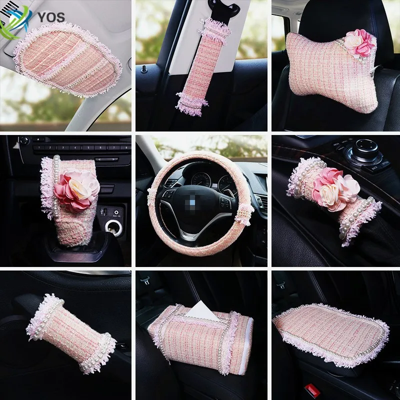 

Car interior decoration gear cover handbrake cover seat belt shoulder guard rearview mirror cover sun visor cd clip