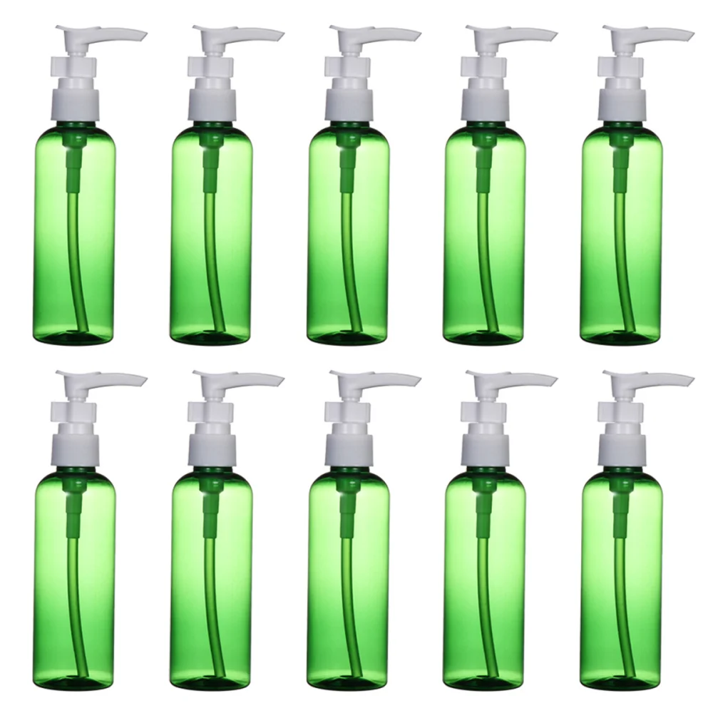 

10 Pcs 100ml Empty Bottles Empty Shampoo Pump Bottles Lotion Dispenser for Travel Outdoor Camping Business Trip (Green)