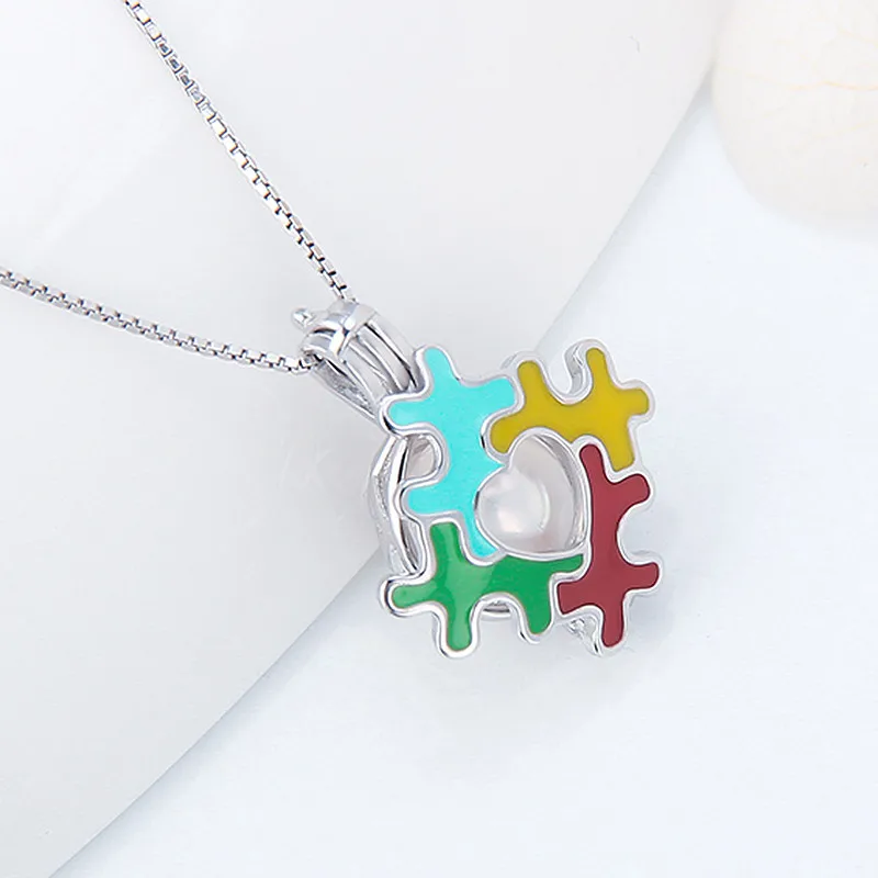 Женский кулон CLUCI из серебра 925 пробы с подвеской в виде знаков аутизма кулон-пазл