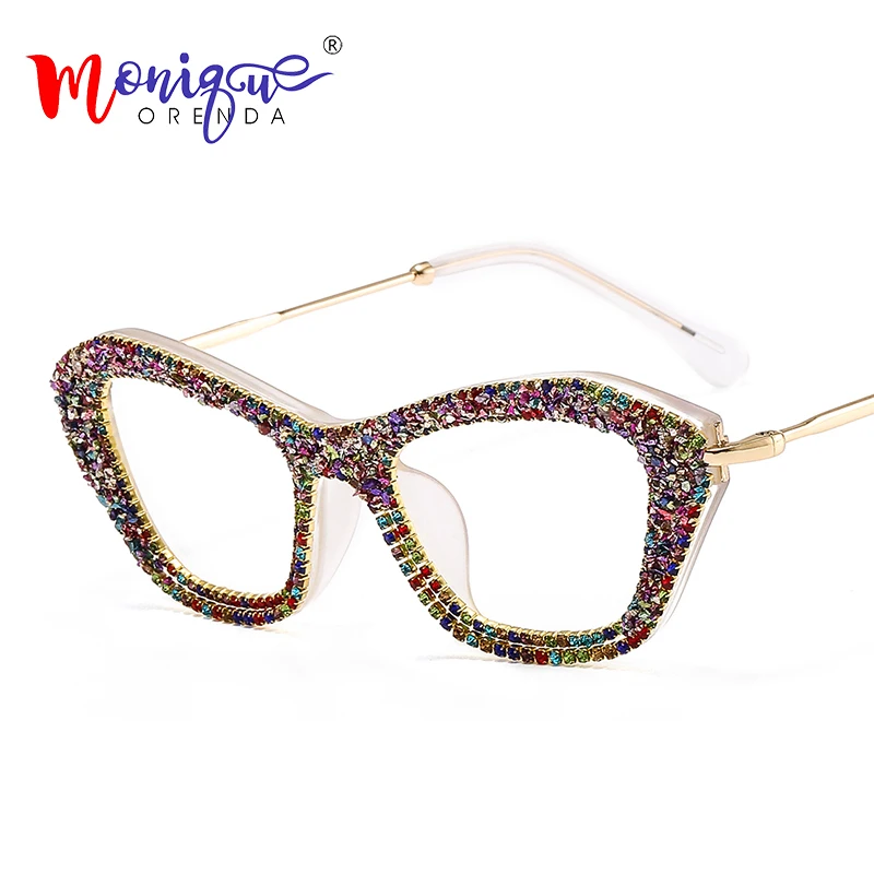 Женские Винтажные Солнцезащитные очки кошачий глаз большие яркие цветные стразы