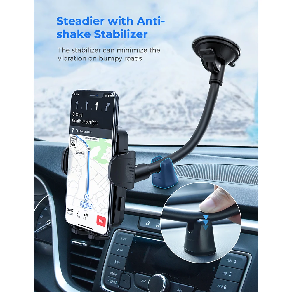 

Windshield Car Phone Holder Mpow CA159 Upgraded Long Gooseneck Phone Holder for Car Windshield Car Phone Mount for iPhone Galaxy