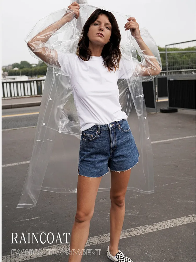 

Transparent Ladies Long Raincoat Women Female Rain Coat Phoco Waterproof Travel Hiking Chubasqueros Fashion Show