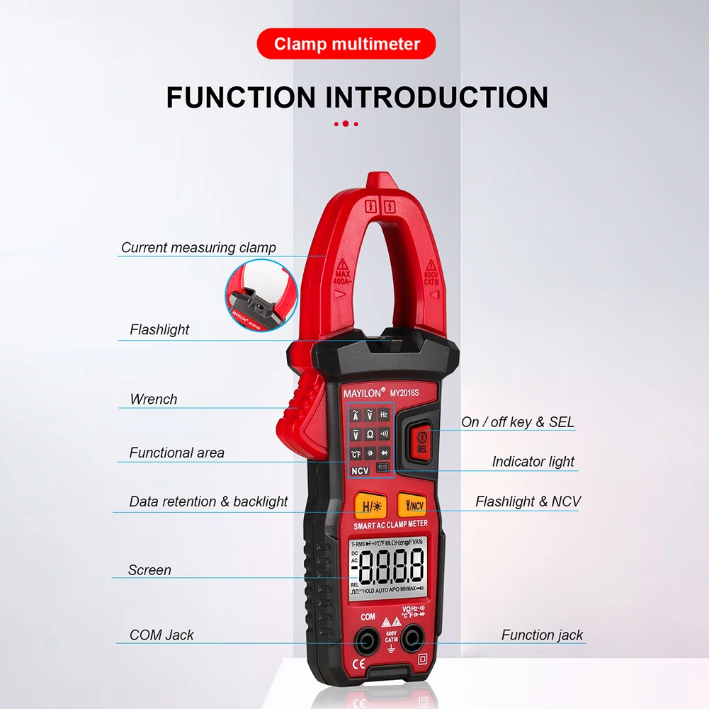 

Digital Clamp Meter Multimeters Auto Range Measurement MY2106S Voltage Tester Easily Carrying Lightweight Gadget