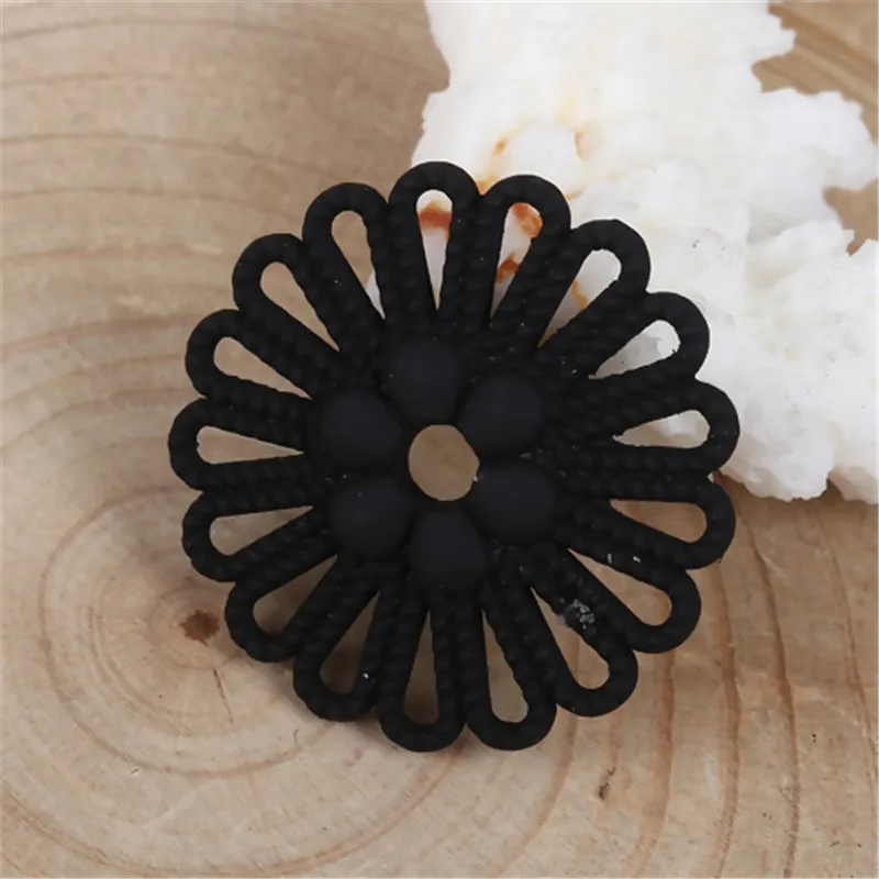 

DoreenBeads модные бусины из цинкового сплава колпачки цветок золотой черный цвет DIY Подвески (Размер бусин: диаметр 22 мм) Диаметр 23 мм, 10 шт.