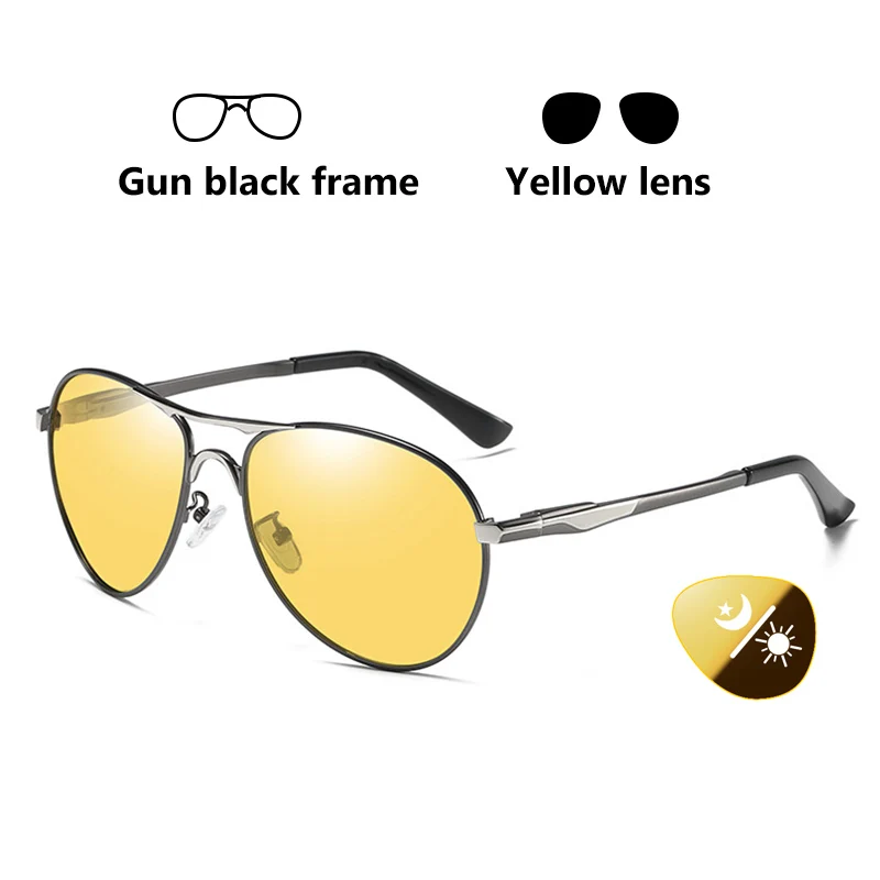 Gun Black Frame CoolPandas, высокое качество, авиационные мужские солнцезащитные очки, поляризационные, для вождения, фотохромные, для дня, ночного видения, очки пилота, очки для женщин, UV400 - Цвет линз: Gun Black Frame
