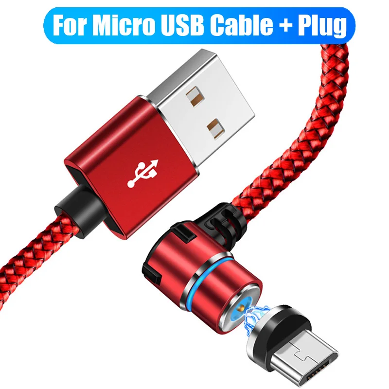 Robotsky Micro usb type C кабель 90 градусов быстрая зарядка магнит зарядное устройство кабели для Samsung huawei для мобильного телефона Магнитный зарядка - Цвет: red for micro