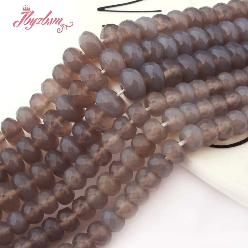 3x6 4x8 мм граненые серые Агаты камень Рондель разделитель свободные бусины для DIY
