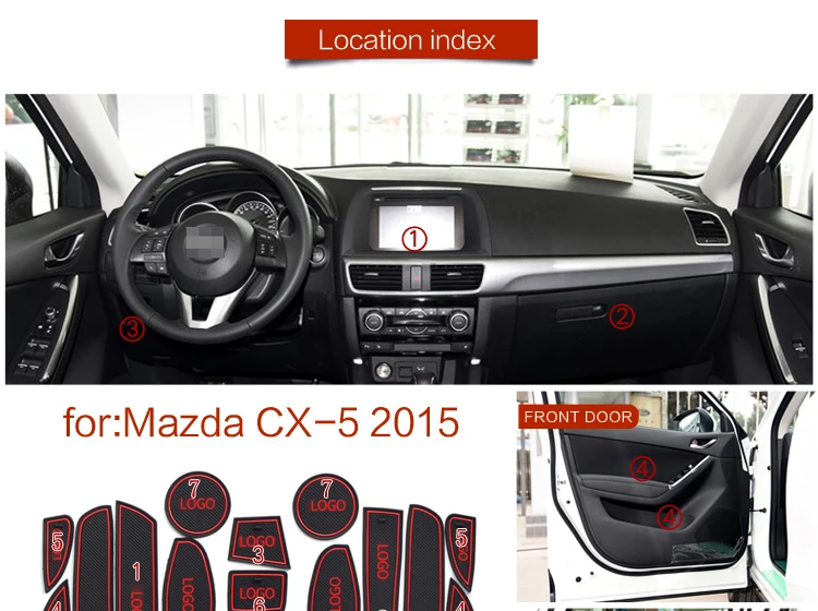 RKAC ворота Слот коврик для Mazda CX-5 2013- CX5 CX 5 межкомнатный дверной коврик автомобильные подстаканники Нескользящие коврики красный белый