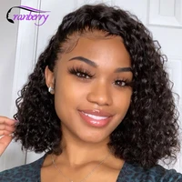 cranberry hair malaysian jerry curly bob wigs 13x4 lace front human hair wigs short curly cheap bob lace wig for black women
