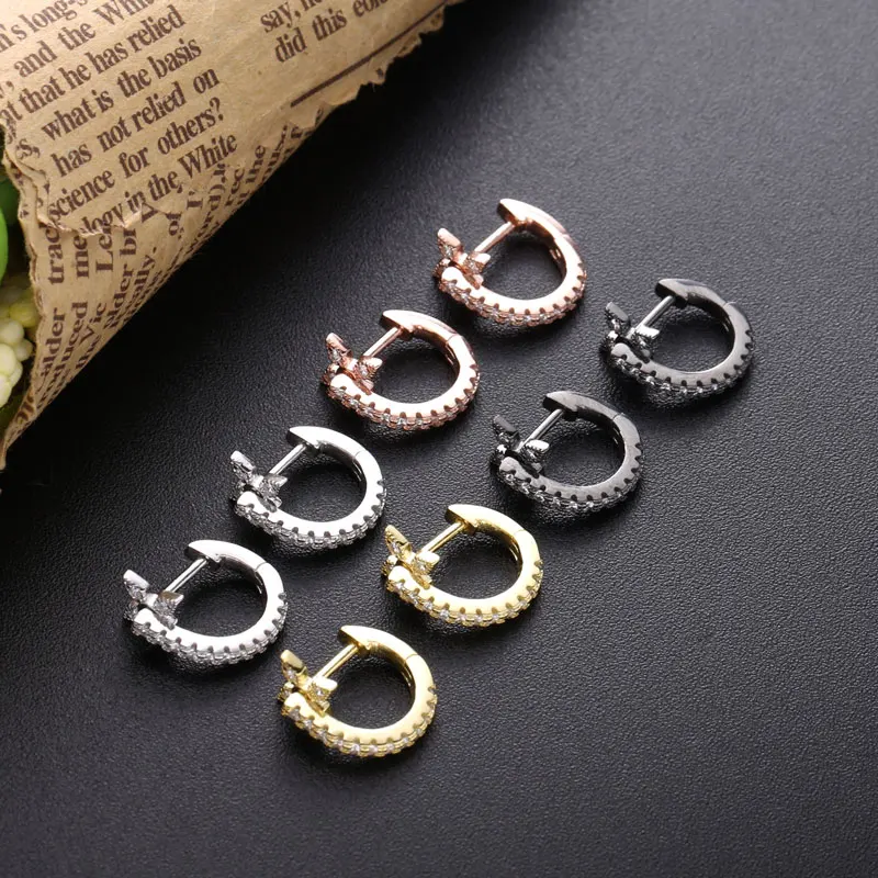 Серьги-кольца Moonmory женские из серебра 925 пробы со съемным кристаллом и фианитом |