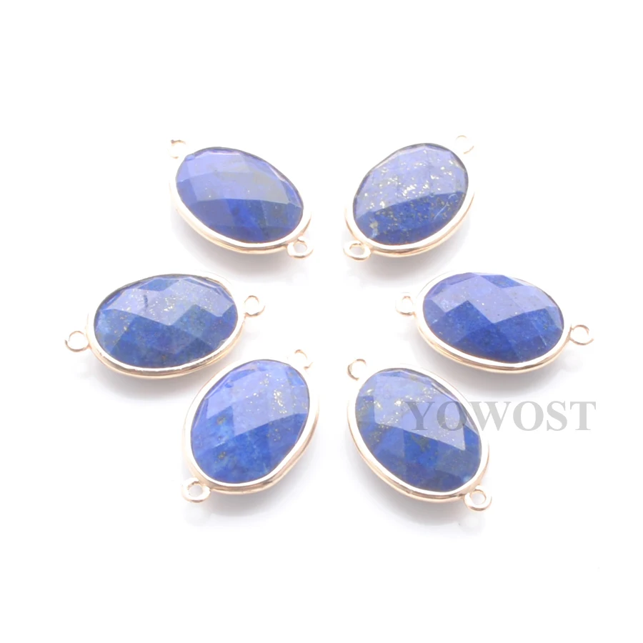 

Wholesale 8Pcs/Lot Faceted Oval Raw Gem Stone Beads Two Buckle Accessories for DIY Handcrafted Earrings Jewelry Making QBN402