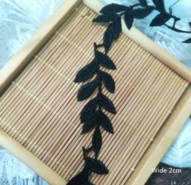 1 ярд вышивка кружевная лента черная белая ткань 2 см аппликация в виде листа