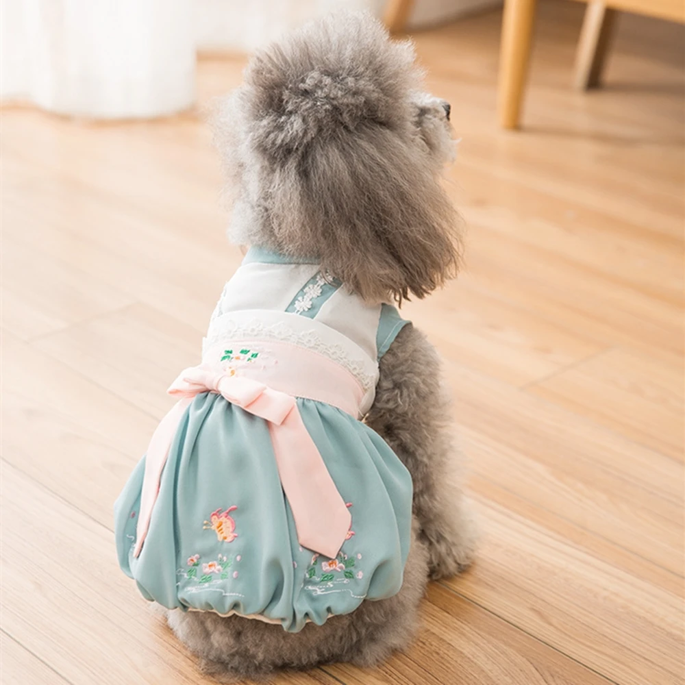 Милая юбка ханьфу одежда для собак с рисунком лотоса пальто домашних животных