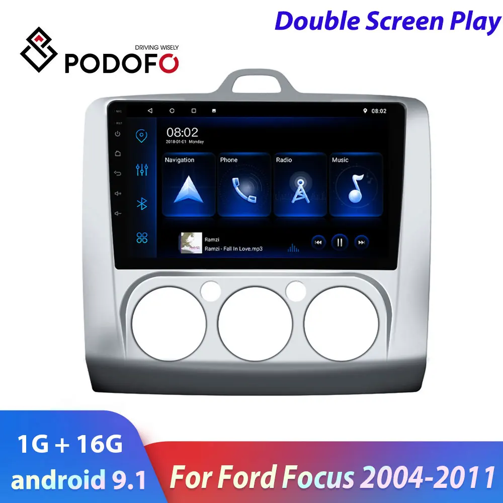 Podofo 2din автомобильный Радио Android мультимедийный плеер для Ford Focus Exi MT 2004 2011 GPS