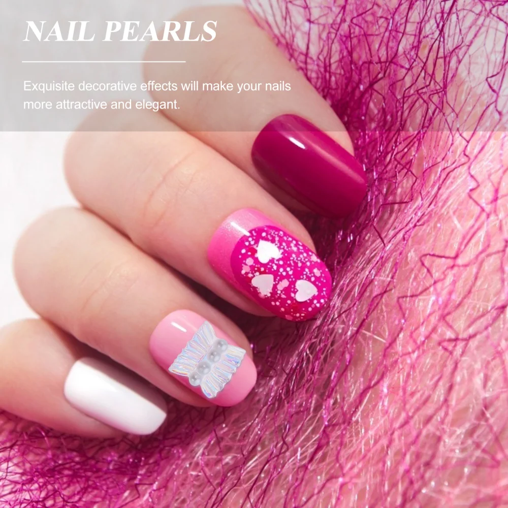 

6 Boxes 3D Nail Art Jewelry Resin Pearl Pleated Skirt Creative Nail Art Charms