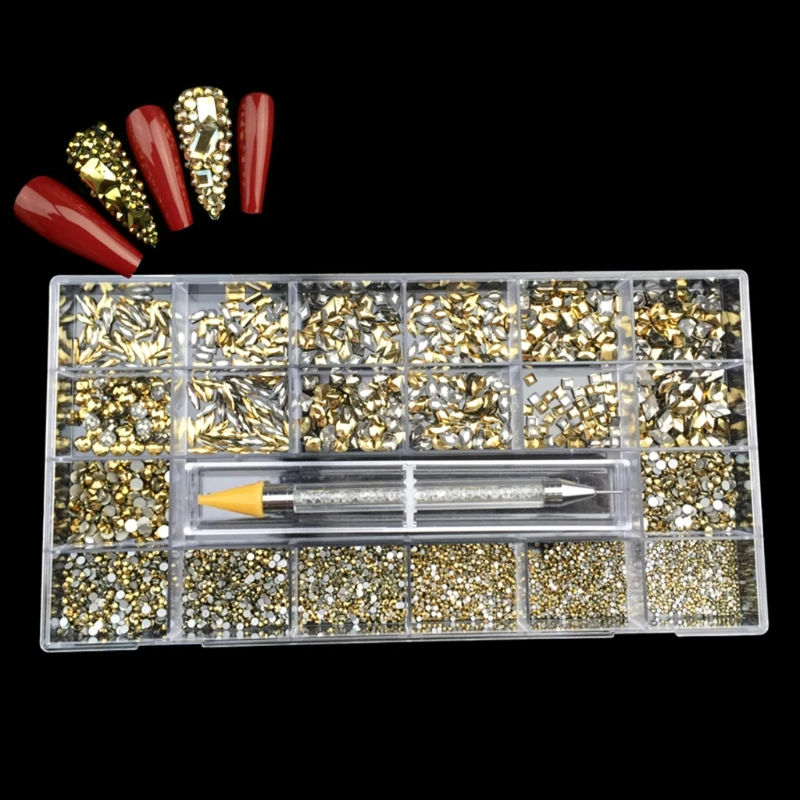 

Nail Rhinestones Kit Multi Shapes Crystal AB Rhinestones Diamonds and Gems for Nail Mix Sizes Flatback Nail Jewels Nail Q81B