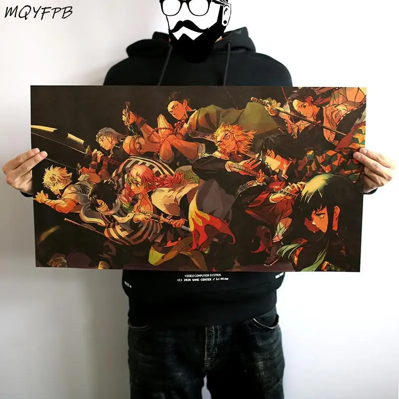 

Anime Demon Slayer A Collection of Characters Kraft Paper Poster Home Wall Decoration Painting 70x40cm