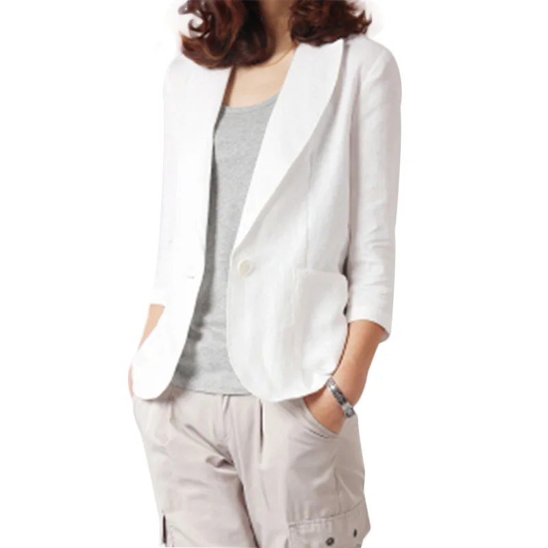 Льняной маленький костюм Корейская версия лета семь рукавов бодибилдинг