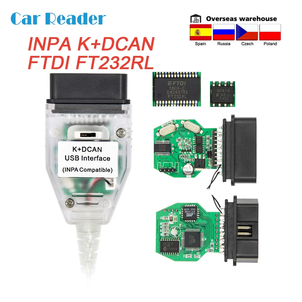INPA K + D CAN для BMW FTDI FT232RL переключатель OBD OBD2 Диагностический кабель OBDII USB